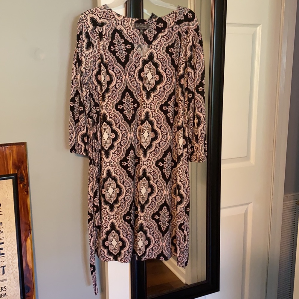 floral, 3/4 length sleeve sheath dress - Picture 2 of 7